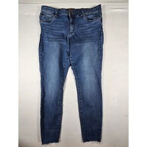 Kut from the Kloth Carlo Ankle Skinny Jeans Dark Wash Raw Hem Size 14 KP1222MA4R